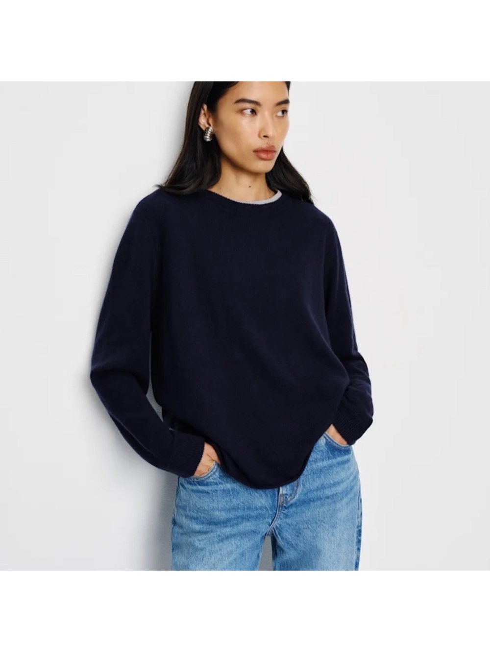 Reformation Cashmere Boyfriend Sweater in Navy